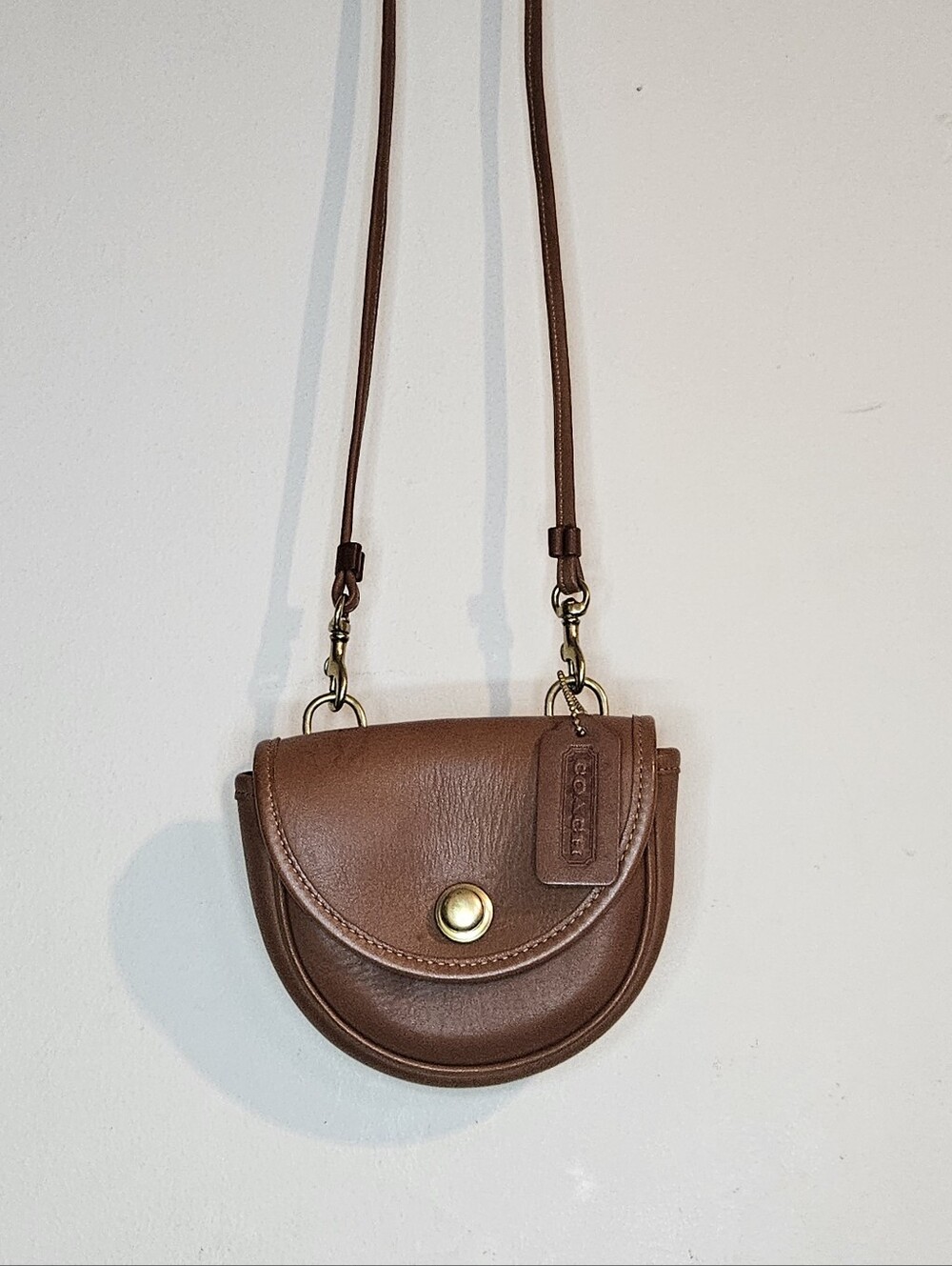 COACH 1990s Leather Mini Belt Bag Crossbody British Tan RARE - Picture 3 of 12
